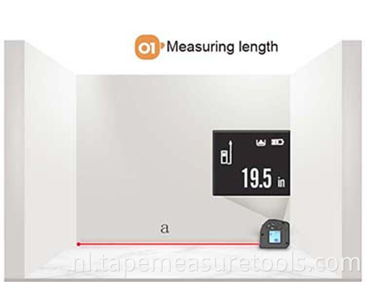 Multifunctioneel lasermeetlint met groot scherm met USB-lading 40 m Laserafstandsband Elektronische afstandsmeter Heerser